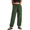 imageWomens Cargo Pants Water Resistant Lightweight Drawstring Hiking Joggers Base Jump Parachute PantsArmy Green