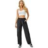 imageWomens Cargo Pants Water Resistant Lightweight Drawstring Hiking Joggers Base Jump Parachute PantsBlack