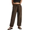 imageWomens Cargo Pants Water Resistant Lightweight Drawstring Hiking Joggers Base Jump Parachute PantsBrown
