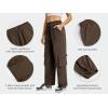 imageWomens Cargo Pants Water Resistant Lightweight Drawstring Hiking Joggers Base Jump Parachute PantsBrown