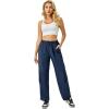 imageWomens Cargo Pants Water Resistant Lightweight Drawstring Hiking Joggers Base Jump Parachute PantsDark Blue