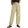 imageWomens Cargo Pants Water Resistant Lightweight Drawstring Hiking Joggers Base Jump Parachute PantsLight Khaki