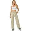 imageWomens Cargo Pants Water Resistant Lightweight Drawstring Hiking Joggers Base Jump Parachute PantsLight Khaki