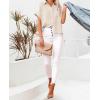 imageWomens Casual Cotton Linen Button Down Short Sleeve Shirts Solid Summer Beach Blouses Tops with PocketApricot