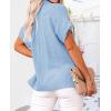 imageWomens Casual Cotton Linen Button Down Short Sleeve Shirts Solid Summer Beach Blouses Tops with PocketSky Blue