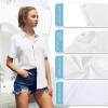 imageWomens Casual Cotton Linen Button Down Short Sleeve Shirts Solid Summer Beach Blouses Tops with PocketWhite