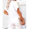 imageWomens Casual Cotton Linen Button Down Short Sleeve Shirts Solid Summer Beach Blouses Tops with PocketWhite