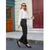 imageWomens Casual High Waist Straight Leg Pants Stretchy Button Business Dress Work Pocket TrousersBlack