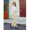 imageWomens Casual High Waist Straight Leg Pants Stretchy Button Business Dress Work Pocket TrousersKhaki