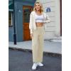 imageWomens Casual High Waist Straight Leg Pants Stretchy Button Business Dress Work Pocket TrousersKhaki