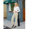 imageWomens Casual High Waist Straight Leg Pants Stretchy Button Business Dress Work Pocket TrousersKhaki