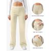 imageWomens Casual High Waist Straight Leg Pants Stretchy Button Business Dress Work Pocket TrousersKhaki