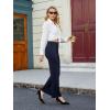 imageWomens Casual High Waist Straight Leg Pants Stretchy Button Business Dress Work Pocket TrousersNavy Blue