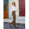 imageWomens Casual High Waist Straight Leg Pants Stretchy Button Business Dress Work Pocket TrousersNew Brown