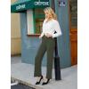 imageWomens Casual High Waist Straight Leg Pants Stretchy Button Business Dress Work Pocket TrousersOlivegreen