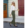 imageWomens Casual High Waist Straight Leg Pants Stretchy Button Business Dress Work Pocket TrousersOlivegreen