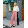 imageWomens Casual High Waist Straight Leg Pants Stretchy Button Business Dress Work Pocket TrousersPink
