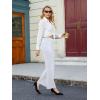 imageWomens Casual High Waist Straight Leg Pants Stretchy Button Business Dress Work Pocket TrousersWhite