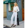 imageWomens Casual High Waist Straight Leg Pants Stretchy Button Business Dress Work Pocket TrousersWhite