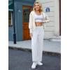 imageWomens Casual High Waist Straight Leg Pants Stretchy Button Business Dress Work Pocket TrousersWhite