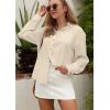 imageWomens Casual Linen Cotton Button Down Long Sleeve Shirts VNeck Collared Work Summer Blouse Tops with PocketsApricot