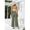 imageWomens Casual Linen Wide Leg Pants with Pockets Boho Palazzo High Waisted Drawstring Lounge TrousersArmy Green