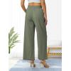 imageWomens Casual Linen Wide Leg Pants with Pockets Boho Palazzo High Waisted Drawstring Lounge TrousersArmy Green