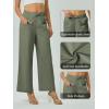 imageWomens Casual Linen Wide Leg Pants with Pockets Boho Palazzo High Waisted Drawstring Lounge TrousersArmy Green