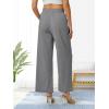 imageWomens Casual Linen Wide Leg Pants with Pockets Boho Palazzo High Waisted Drawstring Lounge TrousersGrey