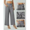imageWomens Casual Linen Wide Leg Pants with Pockets Boho Palazzo High Waisted Drawstring Lounge TrousersGrey