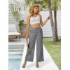 imageWomens Casual Linen Wide Leg Pants with Pockets Boho Palazzo High Waisted Drawstring Lounge TrousersGrey
