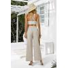 imageWomens Casual Linen Wide Leg Pants with Pockets Boho Palazzo High Waisted Drawstring Lounge TrousersKhaki