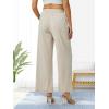 imageWomens Casual Linen Wide Leg Pants with Pockets Boho Palazzo High Waisted Drawstring Lounge TrousersKhaki