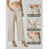 imageWomens Casual Linen Wide Leg Pants with Pockets Boho Palazzo High Waisted Drawstring Lounge TrousersKhaki