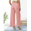 imageWomens Casual Linen Wide Leg Pants with Pockets Boho Palazzo High Waisted Drawstring Lounge TrousersPink