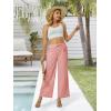 imageWomens Casual Linen Wide Leg Pants with Pockets Boho Palazzo High Waisted Drawstring Lounge TrousersPink