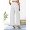 imageWomens Casual Linen Wide Leg Pants with Pockets Boho Palazzo High Waisted Drawstring Lounge TrousersWhite