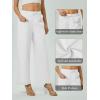 imageWomens Casual Linen Wide Leg Pants with Pockets Boho Palazzo High Waisted Drawstring Lounge TrousersWhite