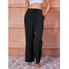 imageWomens Casual Pants with Drawstring Lightweight Wide Leg Pants High Waisted SlacksBlack