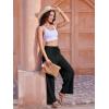 imageWomens Casual Pants with Drawstring Lightweight Wide Leg Pants High Waisted SlacksBlack
