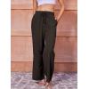 imageWomens Casual Pants with Drawstring Lightweight Wide Leg Pants High Waisted SlacksBrown