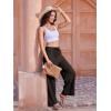 imageWomens Casual Pants with Drawstring Lightweight Wide Leg Pants High Waisted SlacksBrown