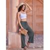 imageWomens Casual Pants with Drawstring Lightweight Wide Leg Pants High Waisted SlacksGrey
