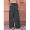 imageWomens Casual Pants with Drawstring Lightweight Wide Leg Pants High Waisted SlacksGrey