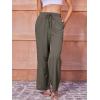 imageWomens Casual Pants with Drawstring Lightweight Wide Leg Pants High Waisted SlacksLight Coffee