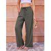 imageWomens Casual Pants with Drawstring Lightweight Wide Leg Pants High Waisted SlacksLight Coffee