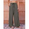 imageWomens Casual Pants with Drawstring Lightweight Wide Leg Pants High Waisted SlacksLight Coffee