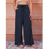 imageWomens Casual Pants with Drawstring Lightweight Wide Leg Pants High Waisted SlacksNavy Blue