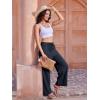 imageWomens Casual Pants with Drawstring Lightweight Wide Leg Pants High Waisted SlacksNavy Blue