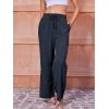 imageWomens Casual Pants with Drawstring Lightweight Wide Leg Pants High Waisted SlacksNavy Blue